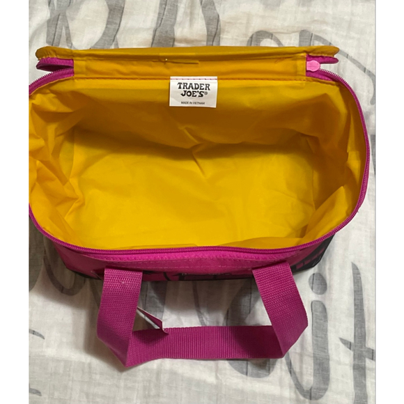 Women's Trader Joe's Mini Insulated Bag Pink Black One Size - Picture 3 of 4